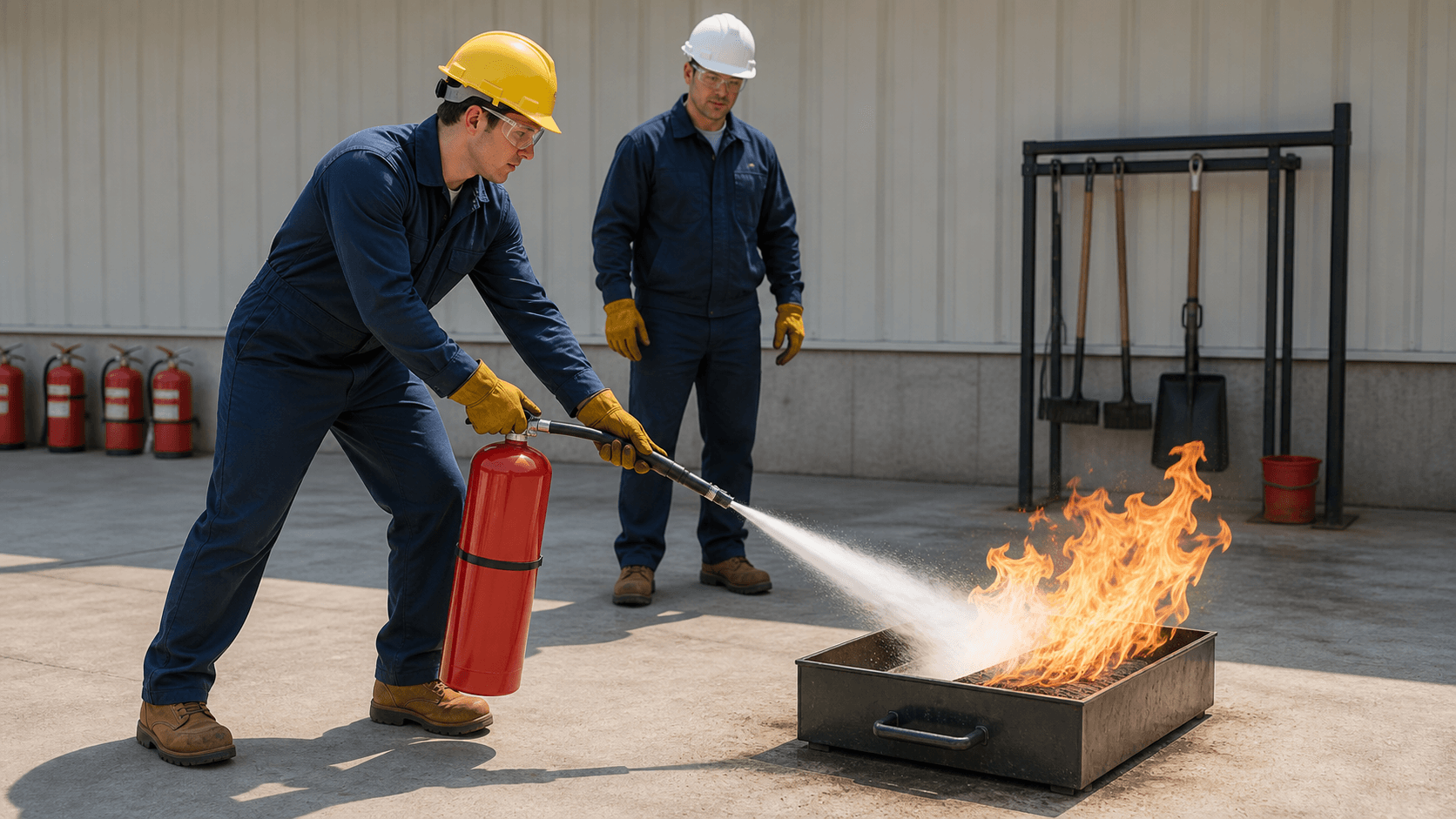 Fire extinguisher technique demonstration